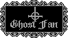 a fancy stamp with the logo of the band Ghost, and text reading 'ghost fan'