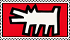 stamp of a red barking keith harring dog